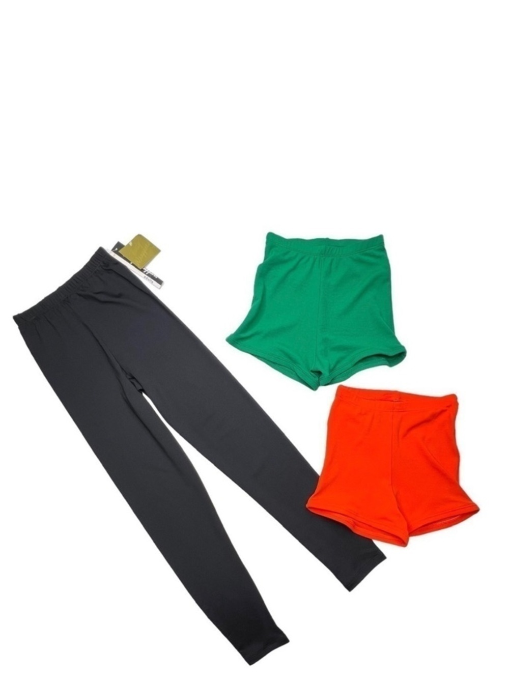 Body Wrappers XS NWT Black Dance Pants + Two Pair New Boycut Shorts Orange Green